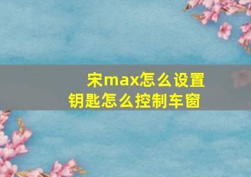 宋max怎么设置钥匙怎么控制车窗