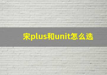 宋plus和unit怎么选