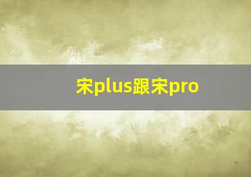 宋plus跟宋pro