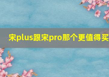 宋plus跟宋pro那个更值得买