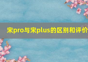 宋pro与宋plus的区别和评价