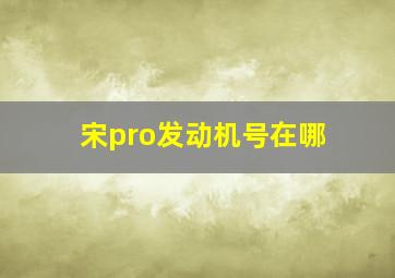 宋pro发动机号在哪