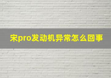 宋pro发动机异常怎么回事