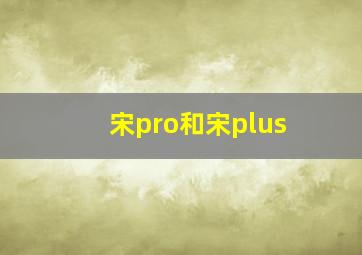 宋pro和宋plus