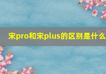 宋pro和宋plus的区别是什么