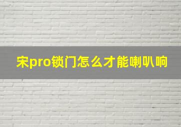 宋pro锁门怎么才能喇叭响