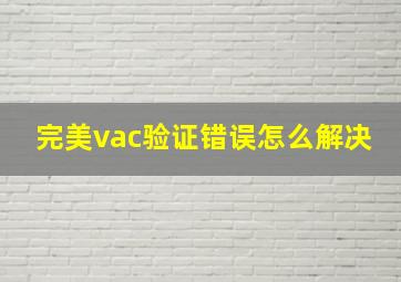 完美vac验证错误怎么解决