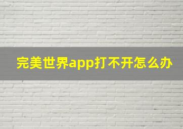 完美世界app打不开怎么办