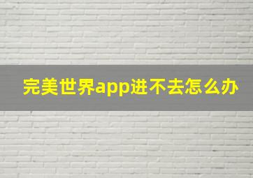 完美世界app进不去怎么办