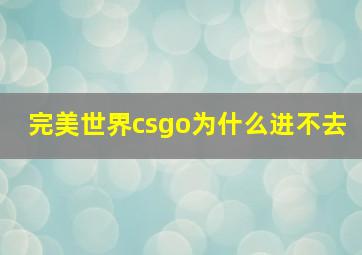 完美世界csgo为什么进不去