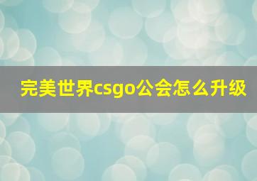 完美世界csgo公会怎么升级