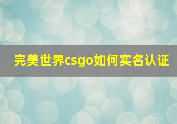 完美世界csgo如何实名认证