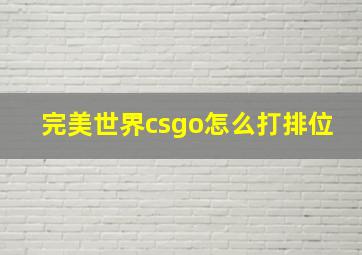 完美世界csgo怎么打排位