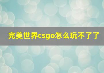 完美世界csgo怎么玩不了了