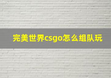 完美世界csgo怎么组队玩