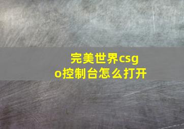 完美世界csgo控制台怎么打开