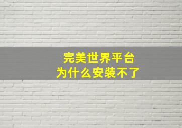 完美世界平台为什么安装不了