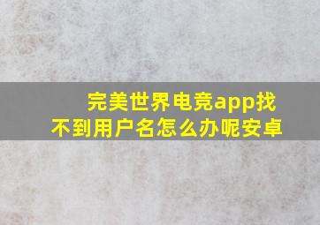 完美世界电竞app找不到用户名怎么办呢安卓