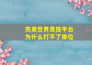 完美世界竞技平台为什么打不了排位