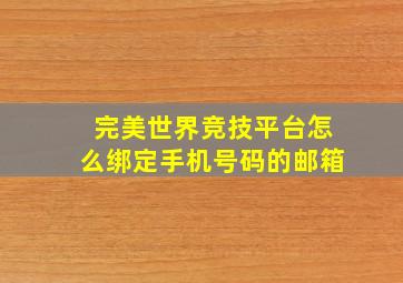 完美世界竞技平台怎么绑定手机号码的邮箱