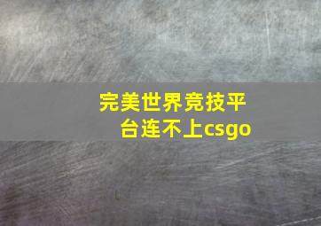 完美世界竞技平台连不上csgo