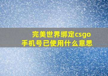 完美世界绑定csgo手机号已使用什么意思