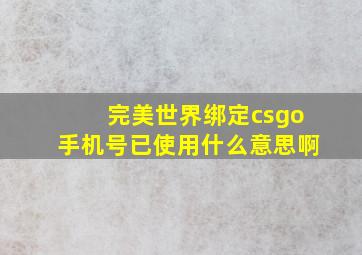 完美世界绑定csgo手机号已使用什么意思啊