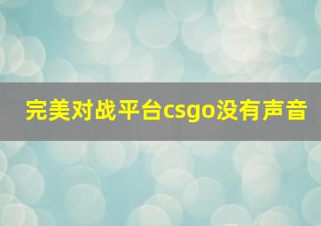 完美对战平台csgo没有声音