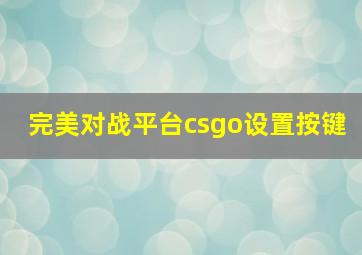 完美对战平台csgo设置按键