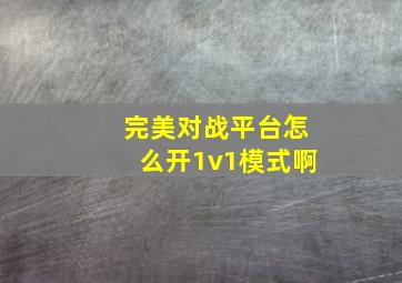 完美对战平台怎么开1v1模式啊