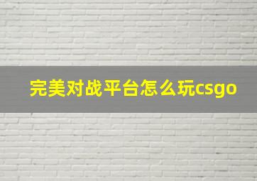 完美对战平台怎么玩csgo