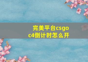 完美平台csgoc4倒计时怎么开