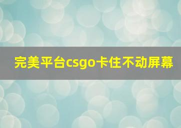 完美平台csgo卡住不动屏幕