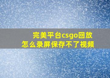 完美平台csgo回放怎么录屏保存不了视频