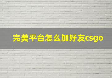 完美平台怎么加好友csgo