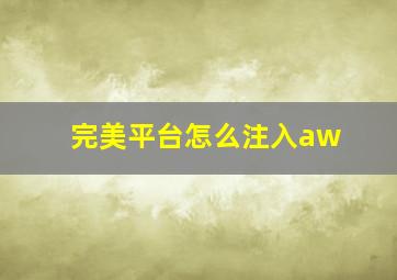 完美平台怎么注入aw