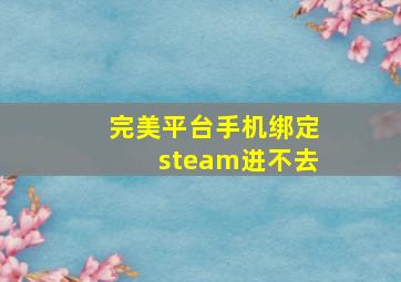 完美平台手机绑定steam进不去