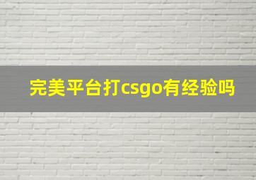 完美平台打csgo有经验吗