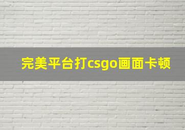 完美平台打csgo画面卡顿