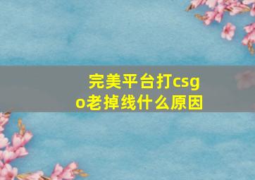 完美平台打csgo老掉线什么原因