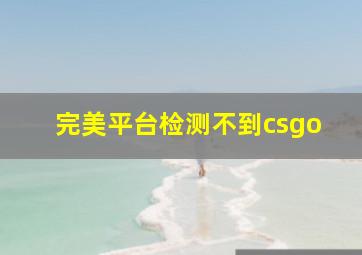 完美平台检测不到csgo