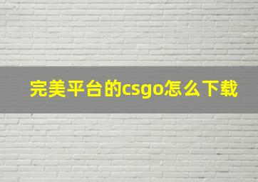 完美平台的csgo怎么下载