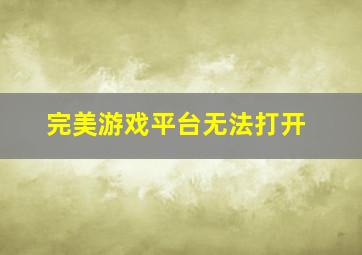 完美游戏平台无法打开