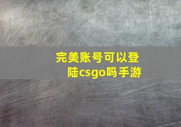 完美账号可以登陆csgo吗手游