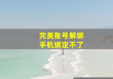 完美账号解绑手机绑定不了