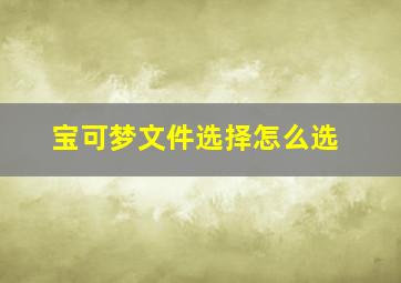 宝可梦文件选择怎么选