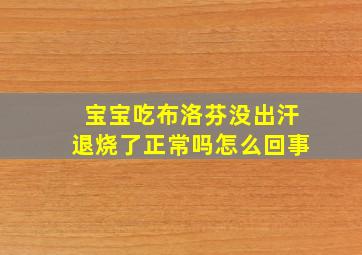 宝宝吃布洛芬没出汗退烧了正常吗怎么回事