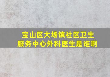 宝山区大场镇社区卫生服务中心外科医生是谁啊