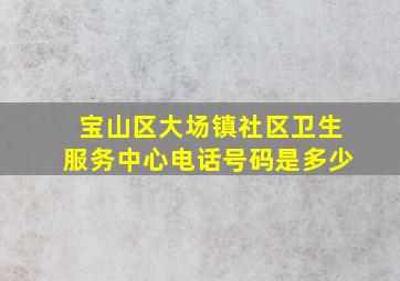 宝山区大场镇社区卫生服务中心电话号码是多少