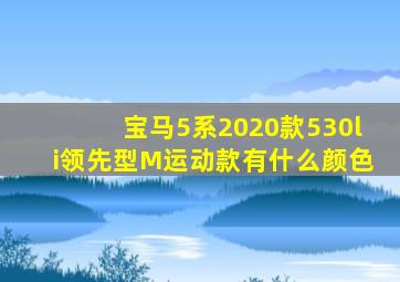 宝马5系2020款530li领先型M运动款有什么颜色